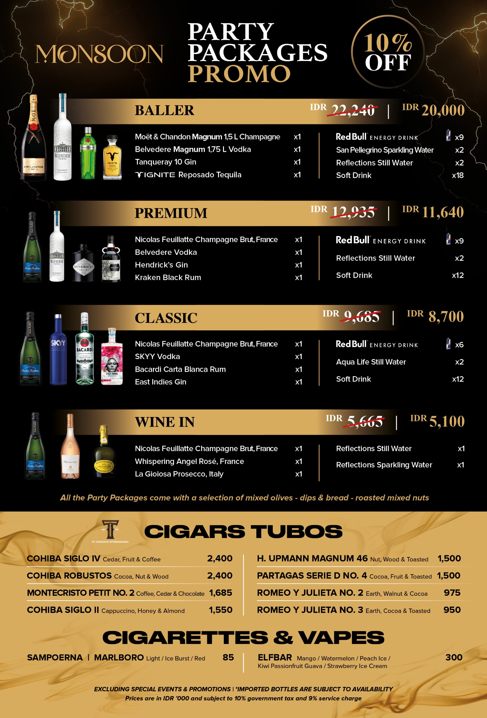 2024 MONSOON PARTY PACKAGE MENU NEW TAX