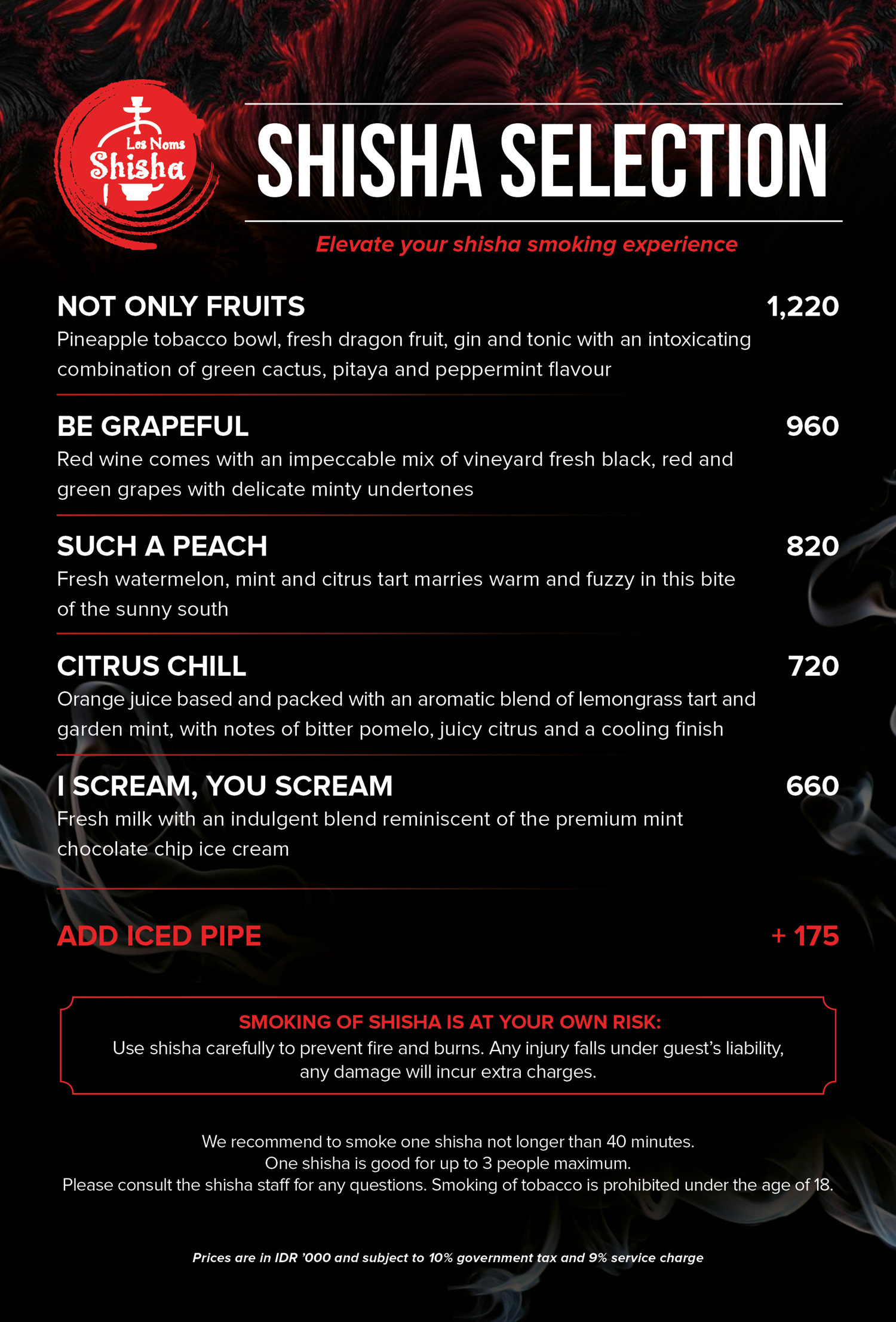 2024 shisha selection menu